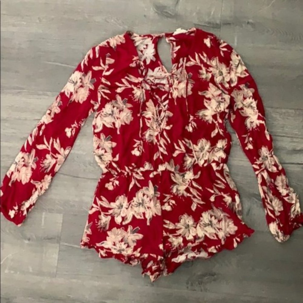 Cotton Candy LA Red Long Sleeve Romper